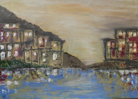 NON DISPONIBILE   Titolo: L'alba - acrilico a spatola su tela 70x50